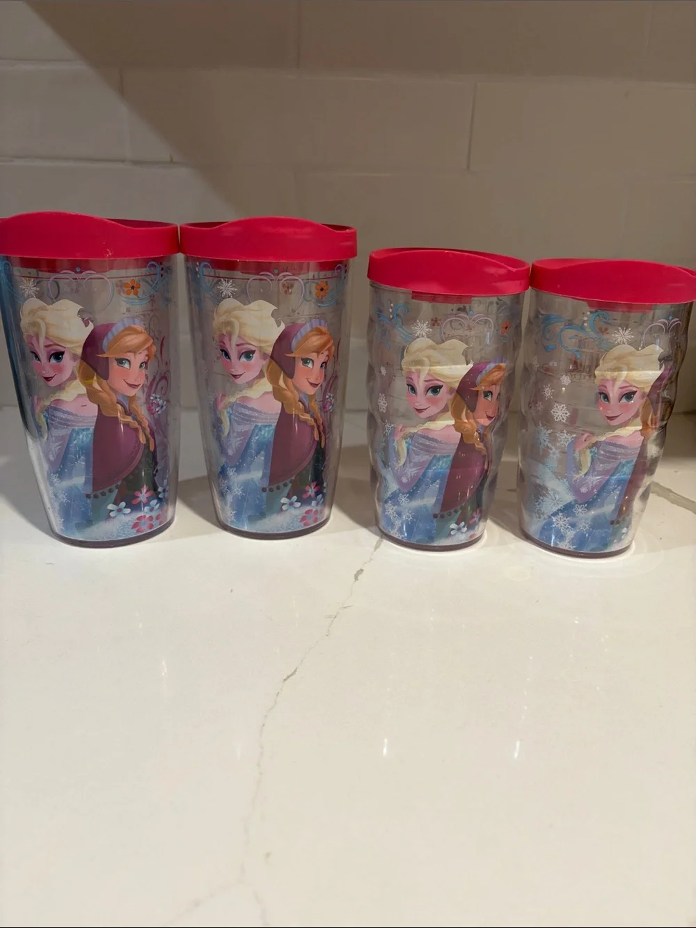 Tervis Disney Frozen Plastic Tumblers with Pink Lids - Set of 4